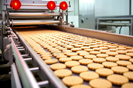 饼干生产饼干工厂的运输机背景