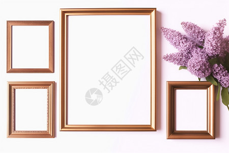 紫色长方形边框各种各样的相框背景