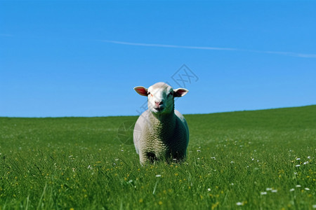 在春天绿色草地上的羊图片