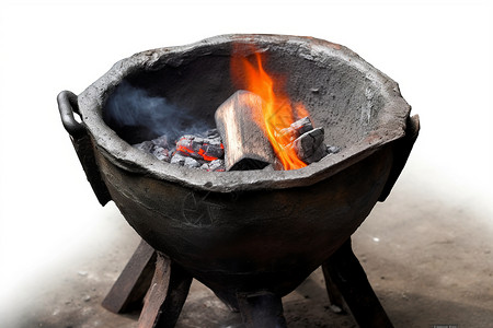 火盆素材炉子里的火苗背景