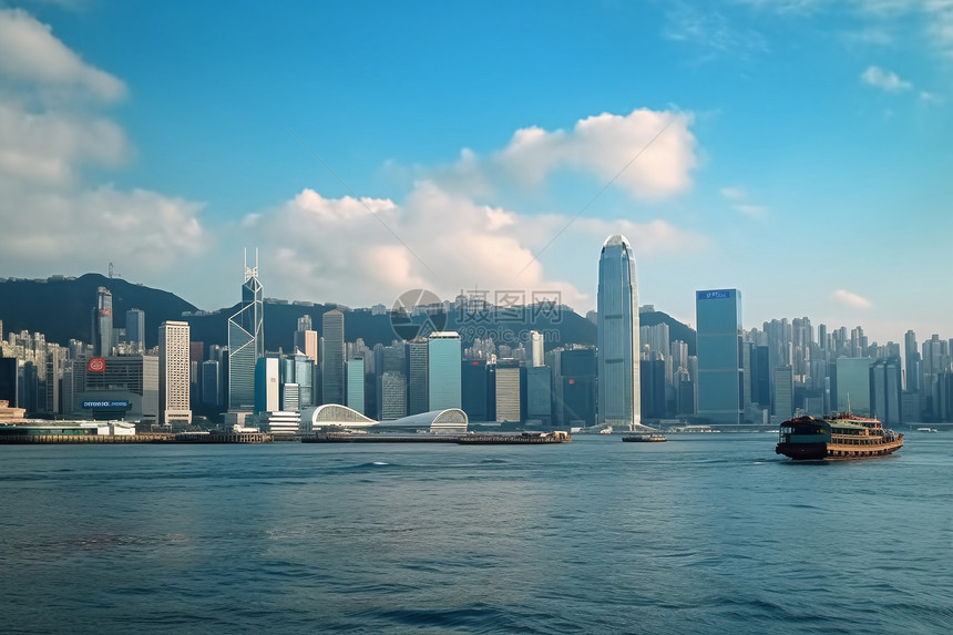 香港维多利亚港的城市建筑图片