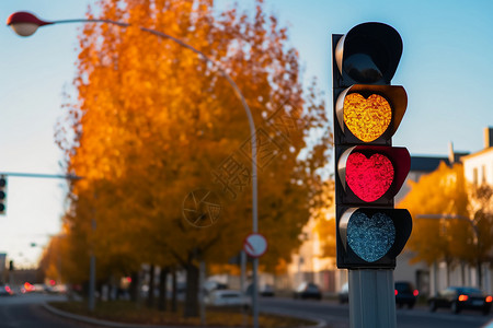 街道的爱心信号灯图片