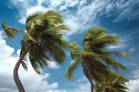 风吹椰子树图片