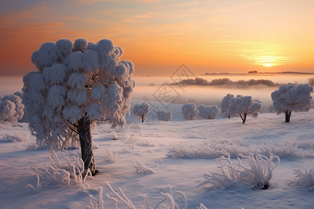 云海景色冬天大雪景色高清图片
