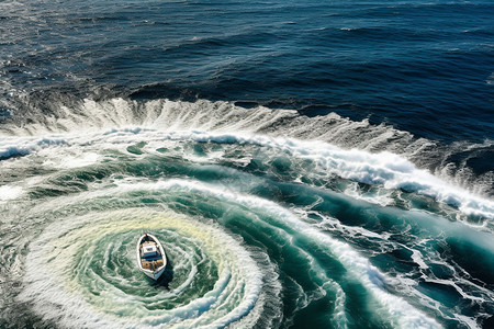 海水旋涡快艇行驶产生旋涡背景