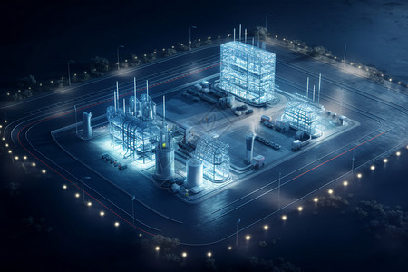 清洁燃料一个大型氢燃料站的航拍设计图片