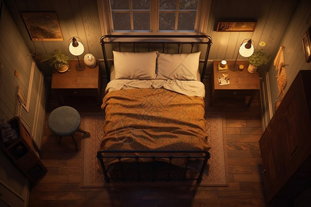 铁床复古迷人的卧室背景