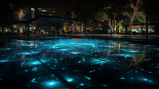 夜间公园高科技广场设计图片