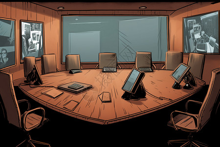 会议摄像头一尘不染会议室插画
