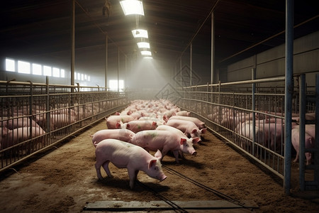 懒惰的小猪养殖场棚柏高清图片