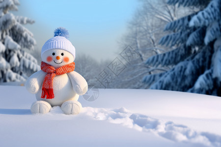 白色小熊玩偶雪地上的圣诞礼物设计图片