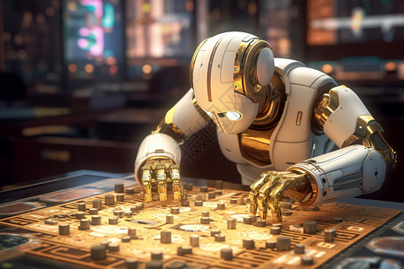 机器人在下棋背景图片