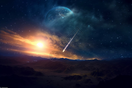 天体云彗星陨落设计图片