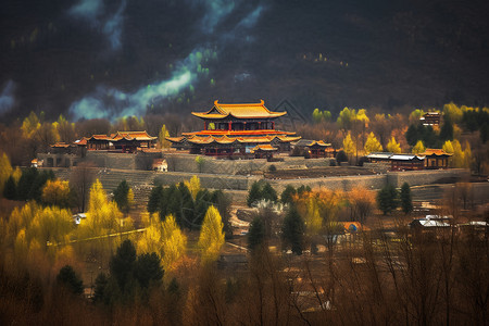 夜间的寺庙建筑图片