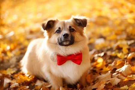 秋天里的可爱小狗背景图片