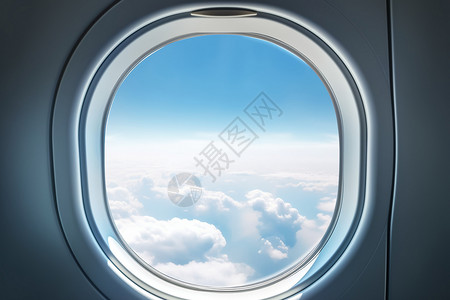 机舱窗口旅程中的美景插画