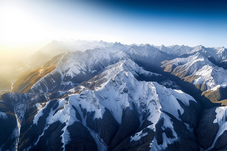 俯瞰雪山山脉图片