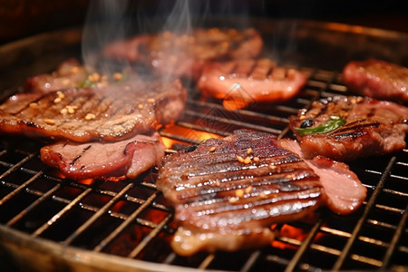 烤猪肉美食碳烤猪肉高清图片
