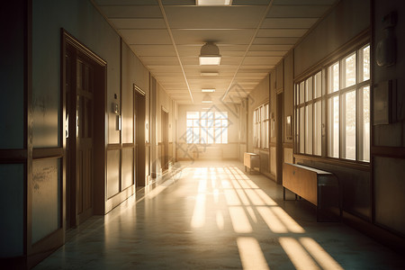 阳光直射的走廊背景图片