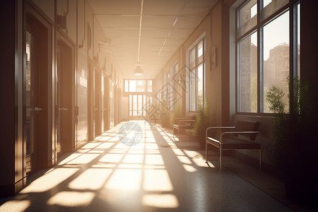 干净的医院走廊背景图片