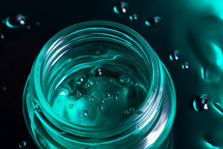 蓝色水凝胶创意透明的水杯背景