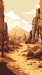 沙漠仙人掌景观背景图片