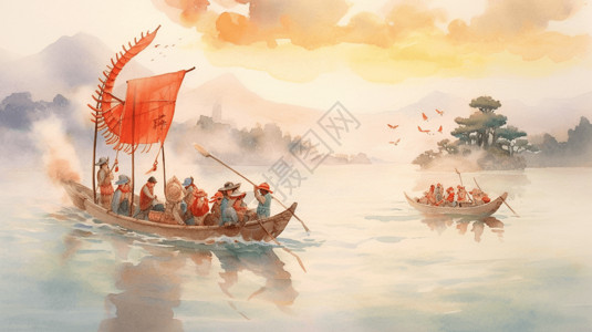 端午节赛赛龙舟背景图片