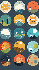 系列图可爱天气图标插画