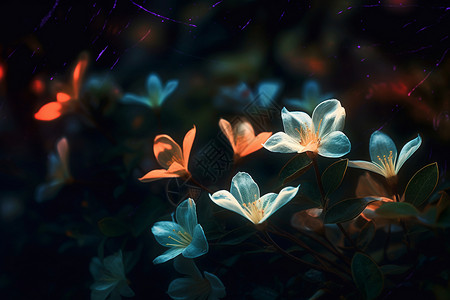 横县茉莉花夜间盛开的茉莉花瓣设计图片