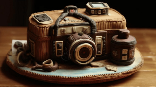 生日蛋糕造型的相机高清图片