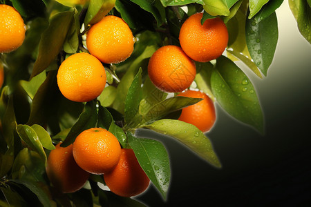 橘子树枝多汁的橘子设计图片