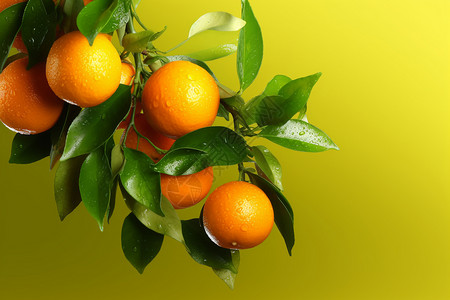 橘子树枝新鲜的橘子设计图片