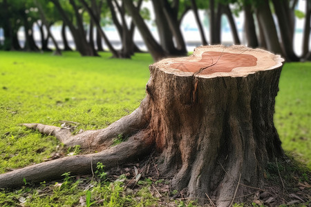 公园的树桩木材原料高清图片