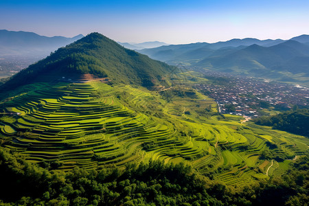 规规矩矩的梯田背景