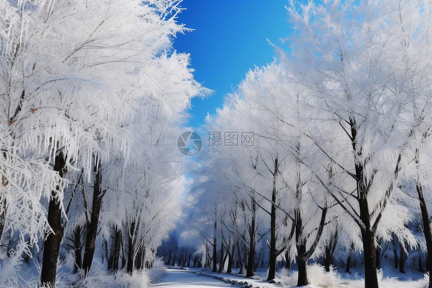 冬日里的树林图片