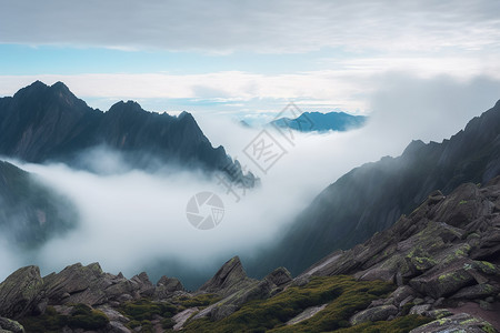 大雾弥漫的山脉图片