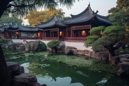 中式园林设计背景图片