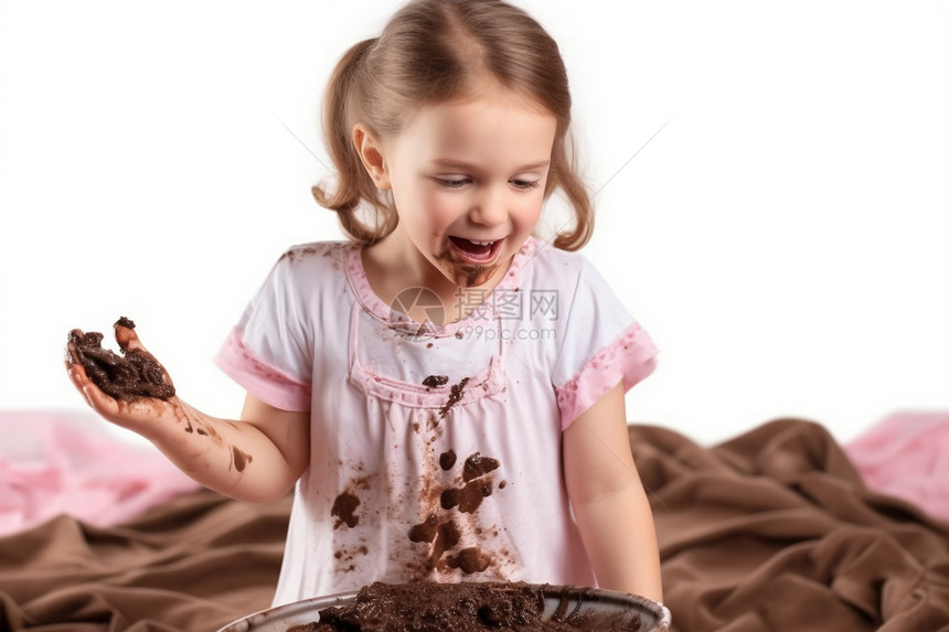 满身巧克力的小女孩图片