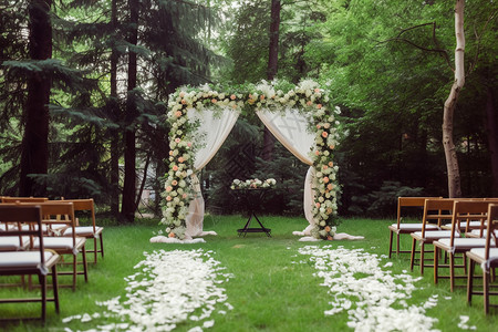 浪漫的草坪婚礼高清图片