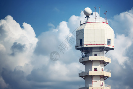 蓝天下的接收信号塔背景图片
