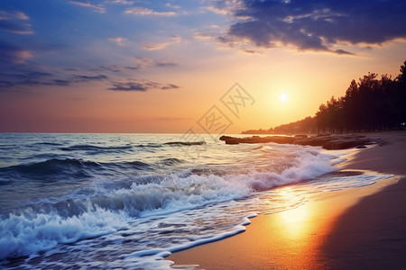 海边美丽的日落高清图片