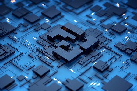 电子工程蓝色的科技芯片场景设计图片