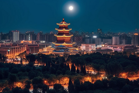 夜晚的城市风景图片