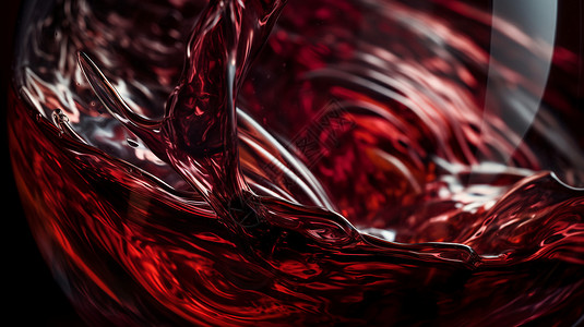 唇印红酒杯一杯旋转的红酒的特写设计图片