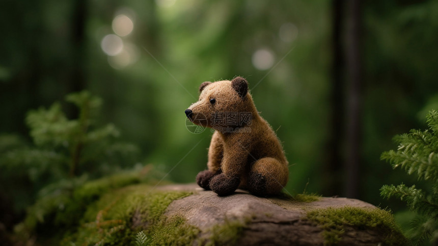 羊毛毡小熊工艺品图片