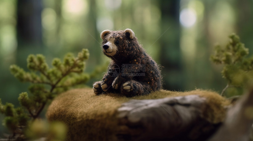 森林中的小熊摆设图片