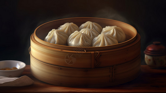 新鲜饺子美味新鲜的小笼包插画