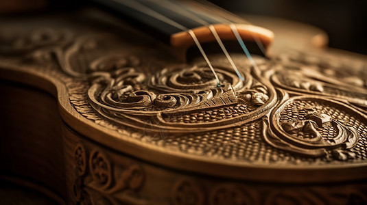 精雕素材大提琴的精雕工艺背景