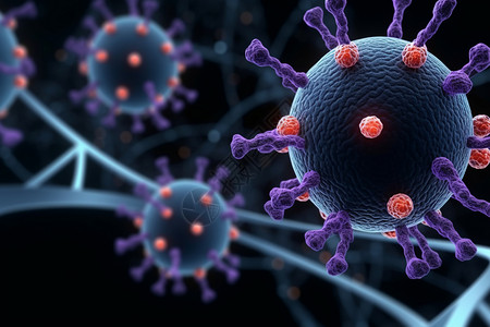 三维立体病毒细胞背景图片