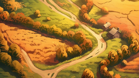 乡村弯曲的小路背景图片